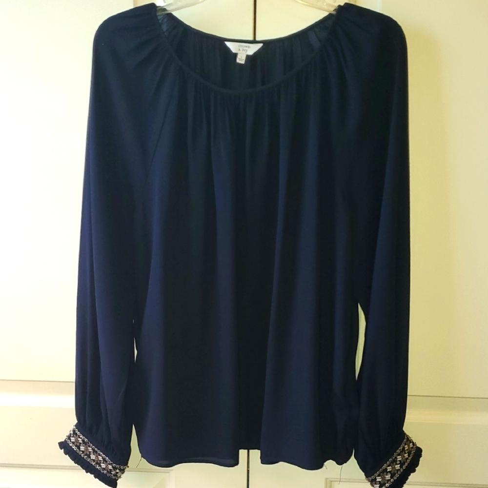 Elegant Navy Blue Women's Top
